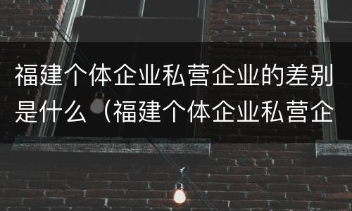 福建个体企业私营企业的差别是什么（福建个体企业私营企业的差别是什么意思）