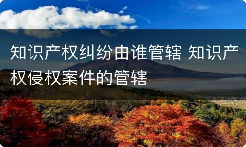 知识产权纠纷由谁管辖 知识产权侵权案件的管辖