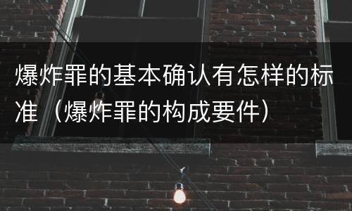 爆炸罪的基本确认有怎样的标准（爆炸罪的构成要件）