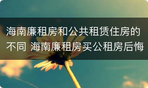 海南廉租房和公共租赁住房的不同 海南廉租房买公租房后悔了