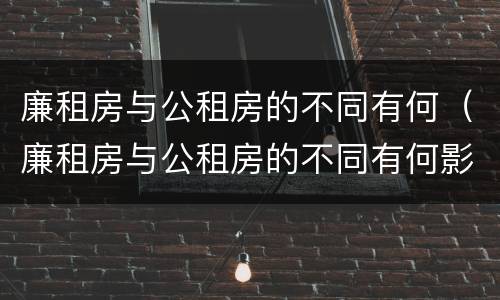 廉租房与公租房的不同有何（廉租房与公租房的不同有何影响）