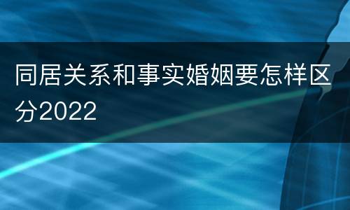 同居关系和事实婚姻要怎样区分2022