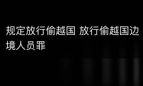 规定放行偷越国 放行偷越国边境人员罪