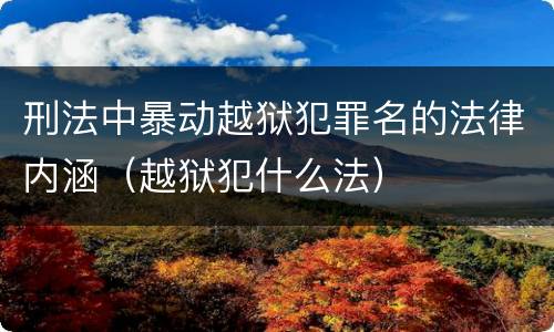 刑法中暴动越狱犯罪名的法律内涵（越狱犯什么法）