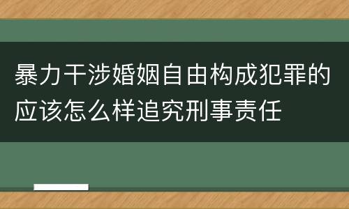 暴力干涉婚姻自由构成犯罪的应该怎么样追究刑事责任