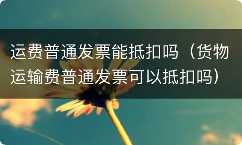 运费普通发票能抵扣吗（货物运输费普通发票可以抵扣吗）