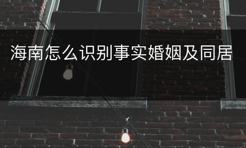 海南怎么识别事实婚姻及同居