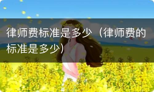 律师费标准是多少（律师费的标准是多少）