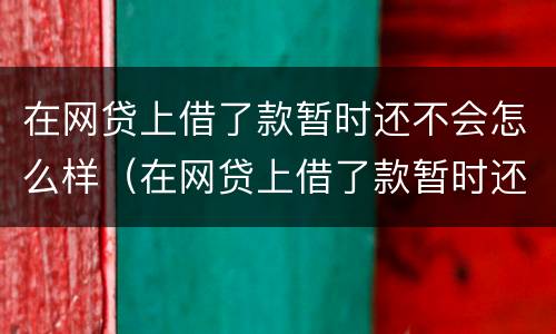 在网贷上借了款暂时还不会怎么样（在网贷上借了款暂时还不会怎么样了）
