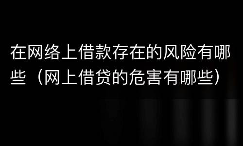 在网络上借款存在的风险有哪些（网上借贷的危害有哪些）