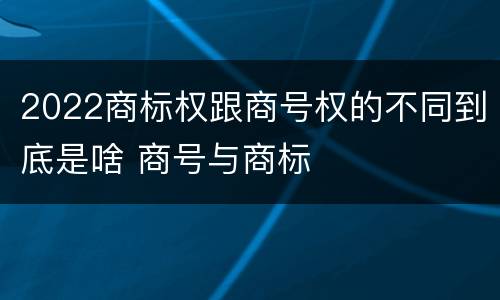 2022商标权跟商号权的不同到底是啥 商号与商标