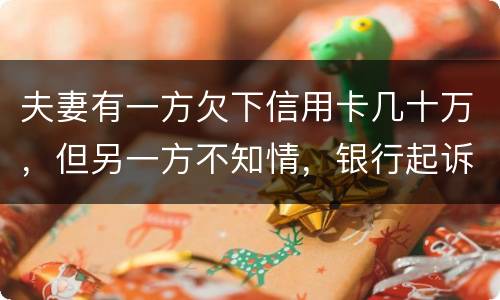 夫妻有一方欠下信用卡几十万，但另一方不知情，银行起诉要封房子怎么办