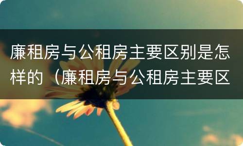 廉租房与公租房主要区别是怎样的（廉租房与公租房主要区别是怎样的图片）