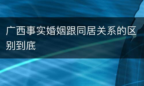 广西事实婚姻跟同居关系的区别到底