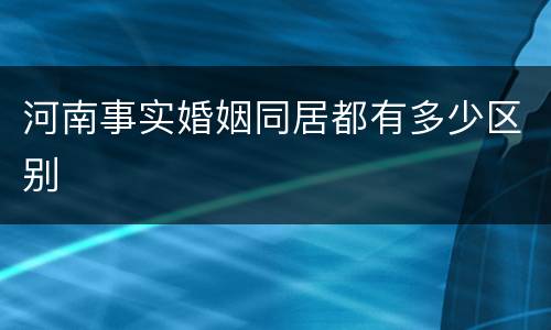 河南事实婚姻同居都有多少区别