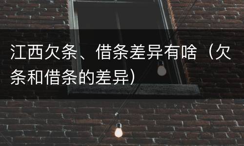 江西欠条、借条差异有啥（欠条和借条的差异）