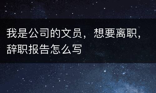 我是公司的文员，想要离职，辞职报告怎么写