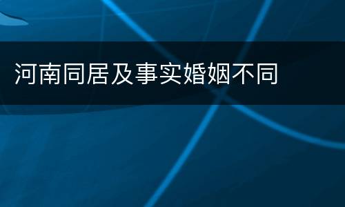 河南同居及事实婚姻不同