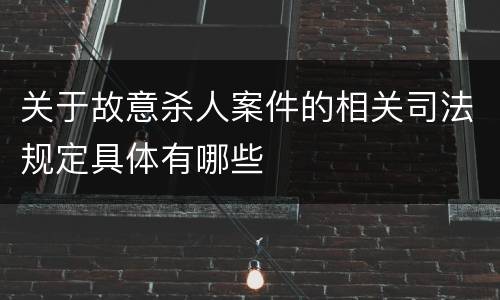 关于故意杀人案件的相关司法规定具体有哪些