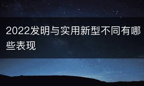 2022发明与实用新型不同有哪些表现
