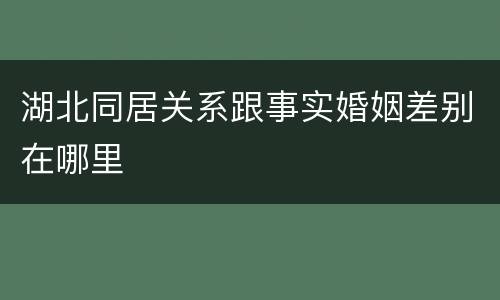 湖北同居关系跟事实婚姻差别在哪里