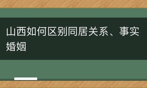 山西如何区别同居关系、事实婚姻