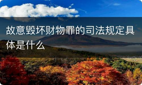 故意毁坏财物罪的司法规定具体是什么