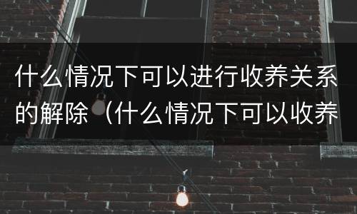 什么情况下可以进行收养关系的解除（什么情况下可以收养孩子）