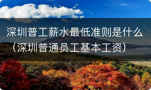 深圳普工薪水最低准则是什么（深圳普通员工基本工资）