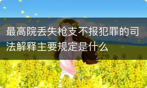 最高院丢失枪支不报犯罪的司法解释主要规定是什么