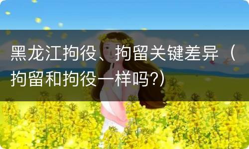 黑龙江拘役、拘留关键差异（拘留和拘役一样吗?）