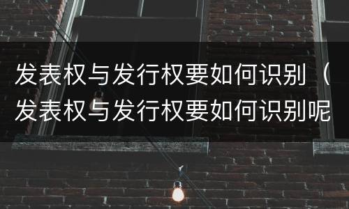 发表权与发行权要如何识别（发表权与发行权要如何识别呢）
