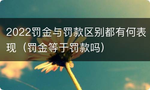 2022罚金与罚款区别都有何表现（罚金等于罚款吗）
