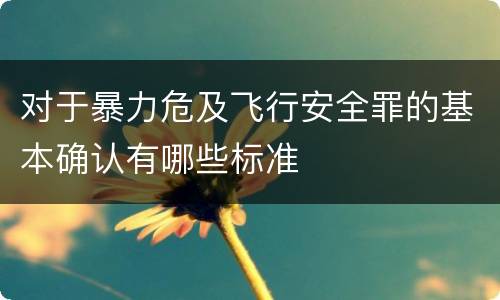 对于暴力危及飞行安全罪的基本确认有哪些标准