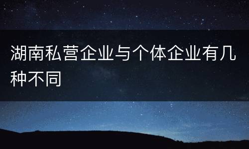 湖南私营企业与个体企业有几种不同