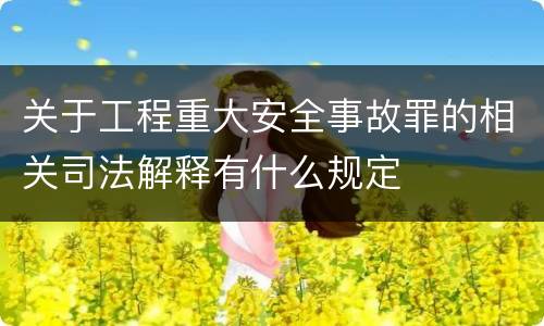 关于工程重大安全事故罪的相关司法解释有什么规定