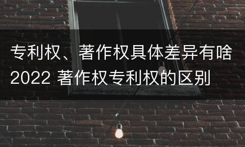 专利权、著作权具体差异有啥2022 著作权专利权的区别