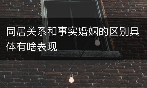 同居关系和事实婚姻的区别具体有啥表现