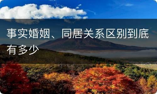 事实婚姻、同居关系区别到底有多少