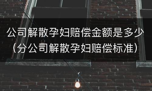 公司解散孕妇赔偿金额是多少（分公司解散孕妇赔偿标准）