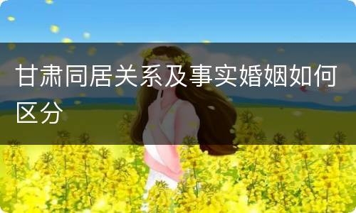 甘肃同居关系及事实婚姻如何区分