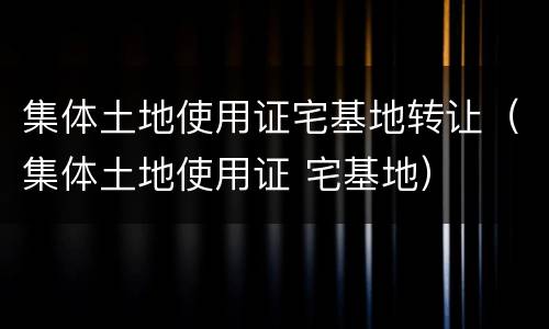 集体土地使用证宅基地转让（集体土地使用证 宅基地）