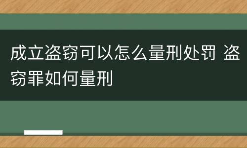 成立盗窃可以怎么量刑处罚 盗窃罪如何量刑