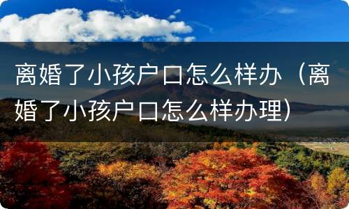 离婚了小孩户口怎么样办（离婚了小孩户口怎么样办理）