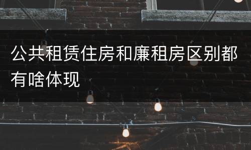 公共租赁住房和廉租房区别都有啥体现
