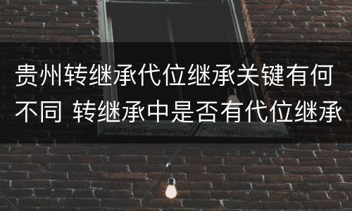 贵州转继承代位继承关键有何不同 转继承中是否有代位继承