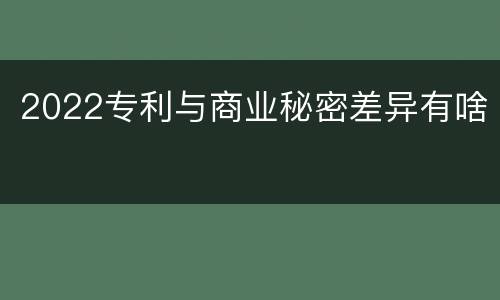 2022专利与商业秘密差异有啥