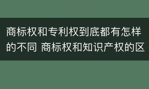 商标权和专利权到底都有怎样的不同 商标权和知识产权的区别
