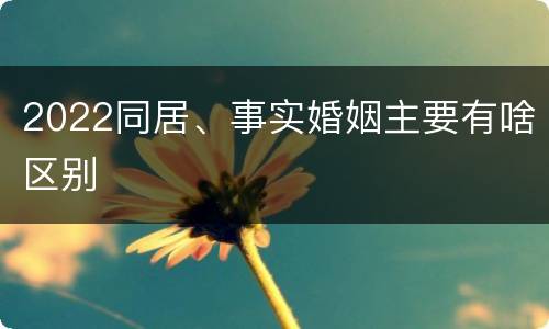 2022同居、事实婚姻主要有啥区别