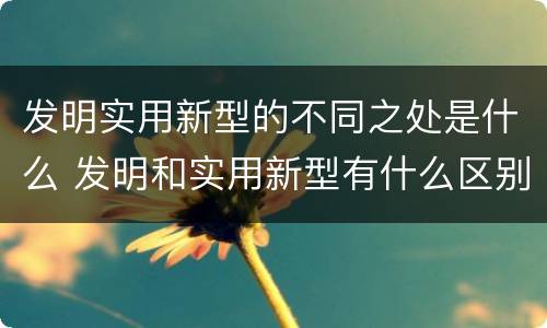 发明实用新型的不同之处是什么 发明和实用新型有什么区别